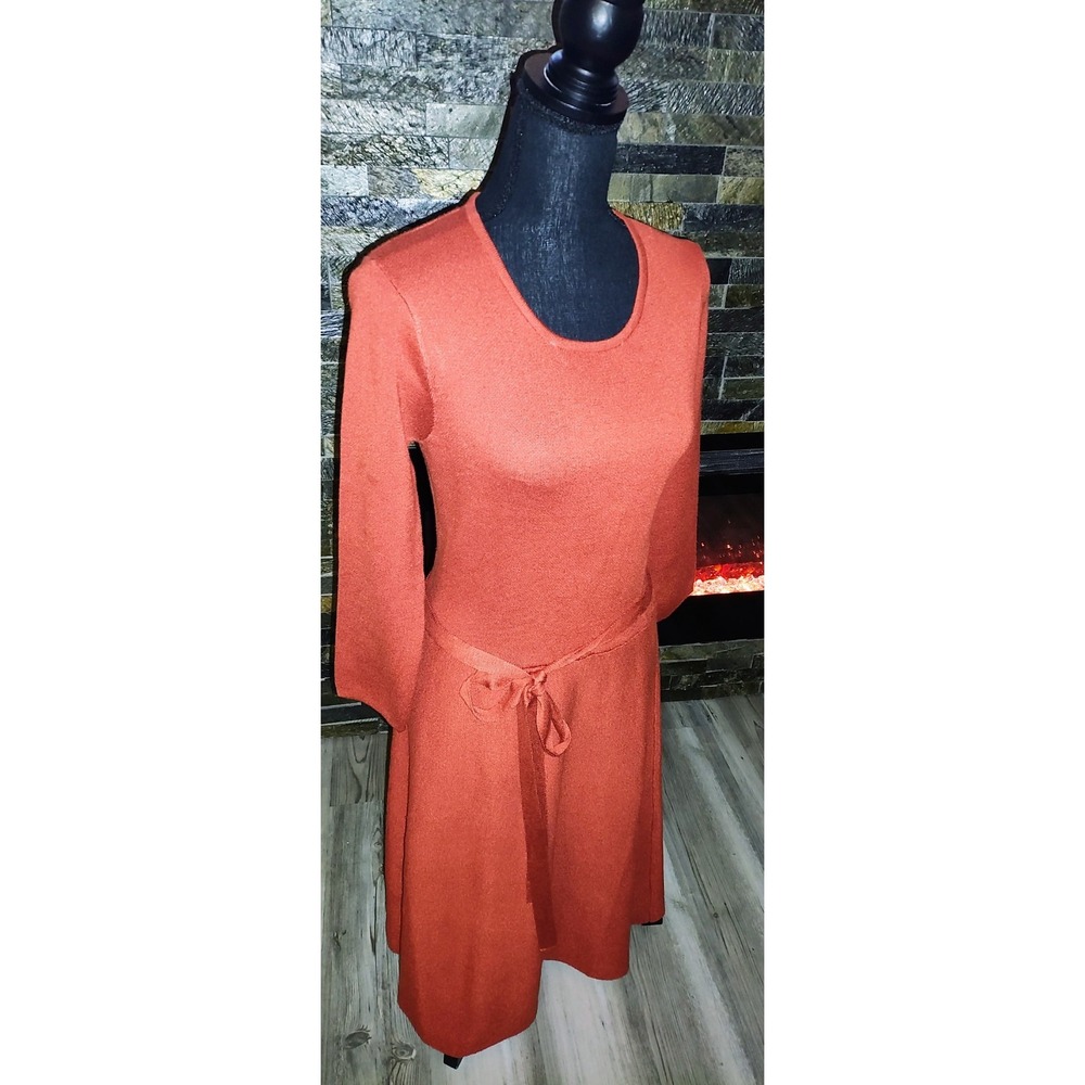 Nina Leonard Rust Sweater Dress Size S New With Tags